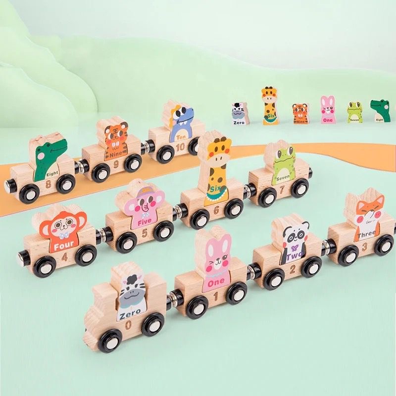 Number Express - wooden train - letter and number design - magnetic - hand-eye coordination - development - numbers - montessori - educational