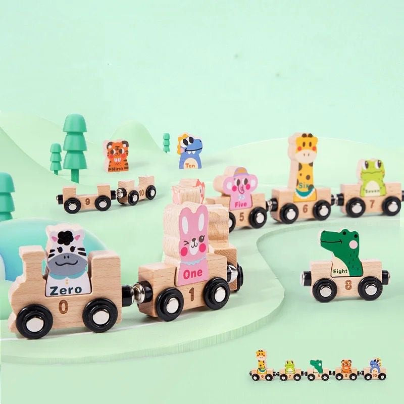 Number Express - wooden train - letter and number design - magnetic - hand-eye coordination - development - numbers - montessori - educational